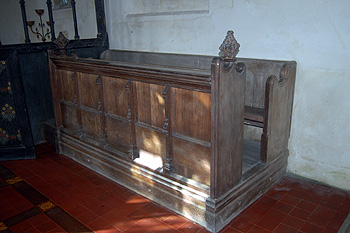 The choir stalls on the north side of the chancel February 2012